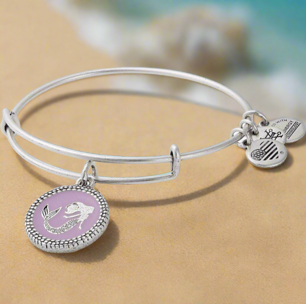 Alex and Ani - Color Infusion Mermaid III Charm Bangle in Rafaelian Silver, Bangle Bracelet