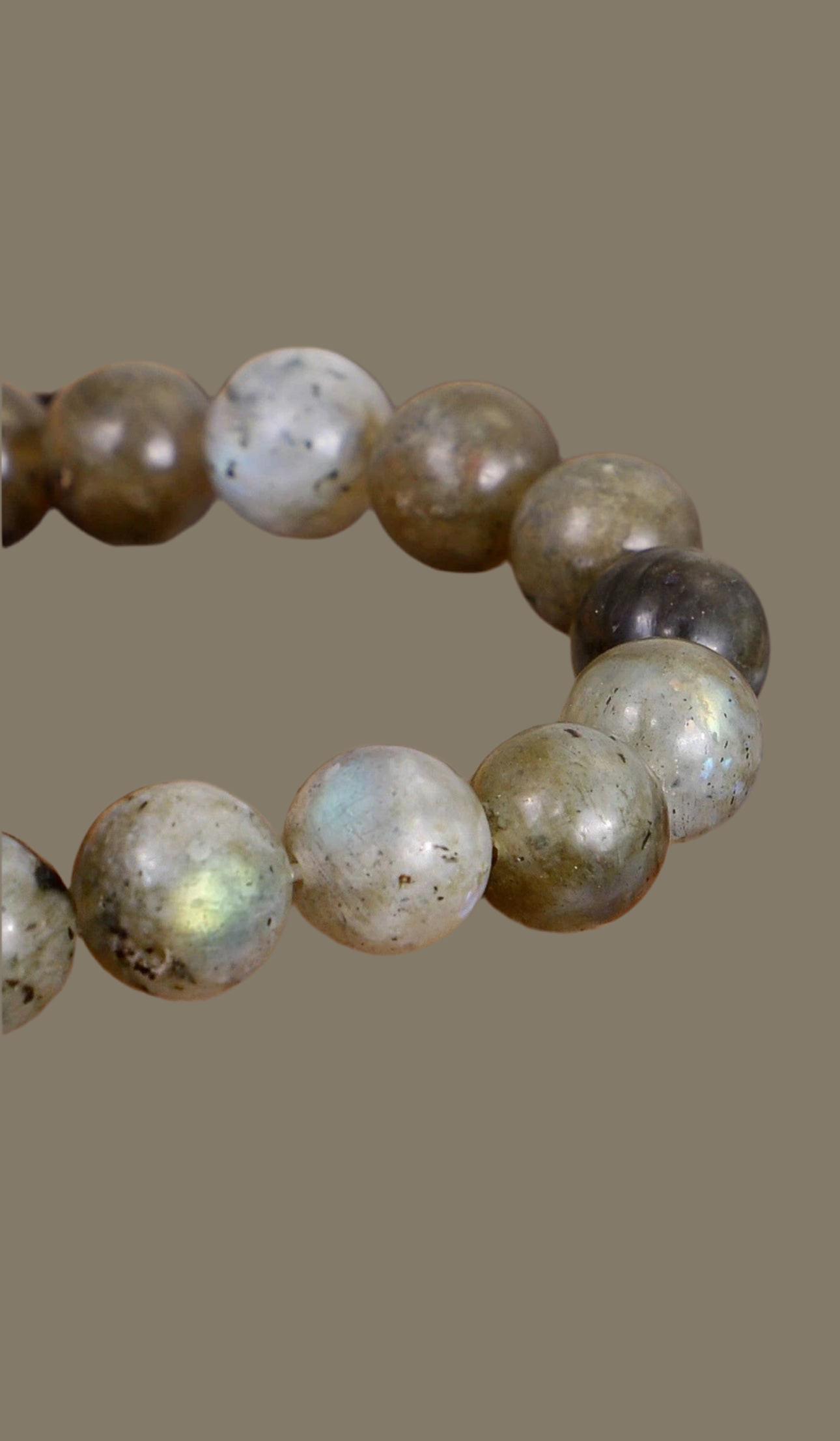 Handmade Natural Labradorite Elastic Stretchy Bracelet with Labradorite Raw Stone