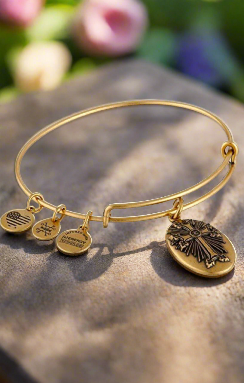 Alex and Ani - Armenian Cross Charm Bangle Rafaelian Gold Finish Bracelet