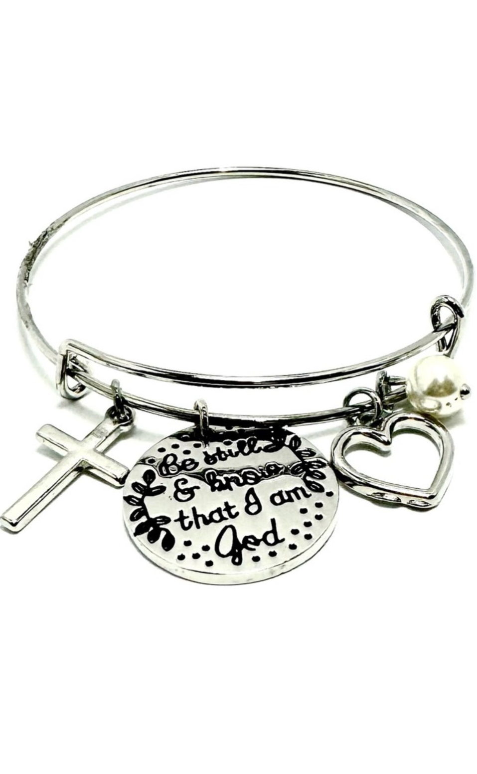 I Love This Life - “Be Still and Know That I Am God” Charm Bangle Bracelet