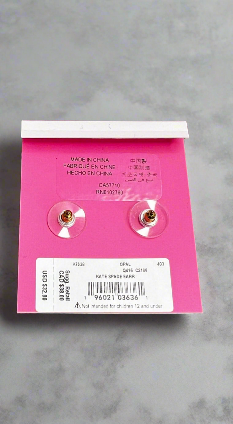Kate Spade New York Glitter Gold Square Stud Earrings - Opal