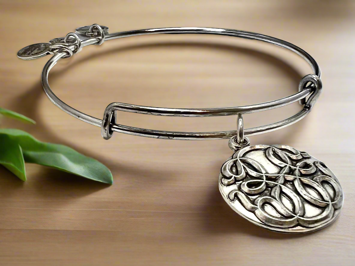 Alex and Ani - Path of Life Embossed Charm Bangle, Rafaelian Gold/Silver