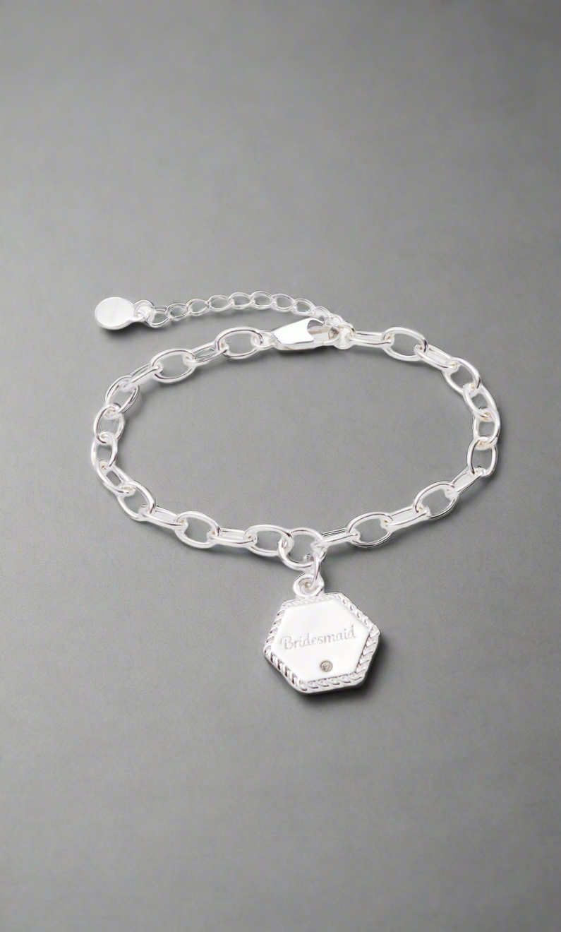 Alex and Ani Silver Bridesmaid Charm Chain Bracelet NIB with Tags & Card