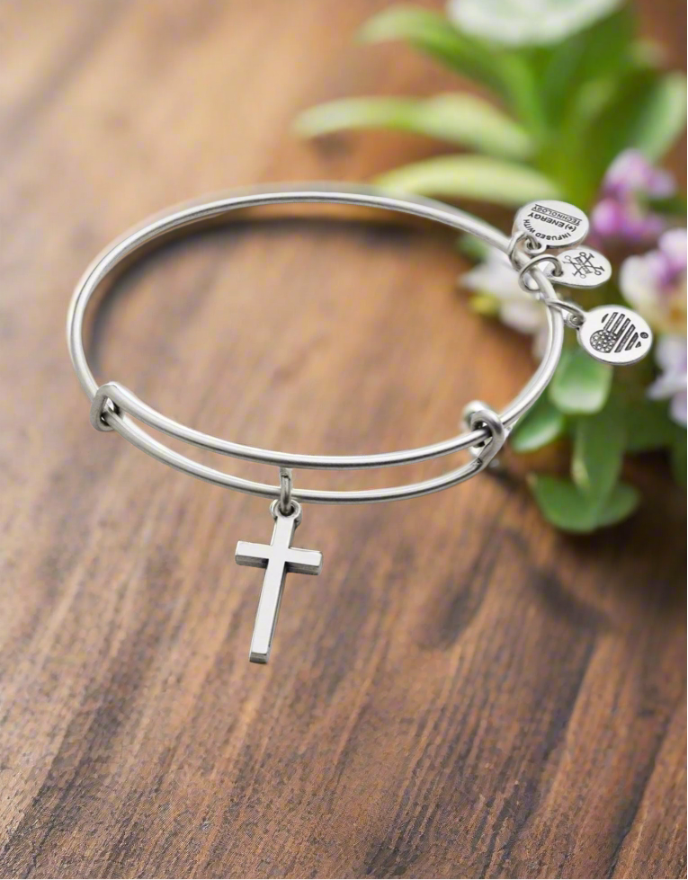 Alex and Ani - Cross II Charm Bangle, Rafaelian Gold/Silver Finish Bracelet