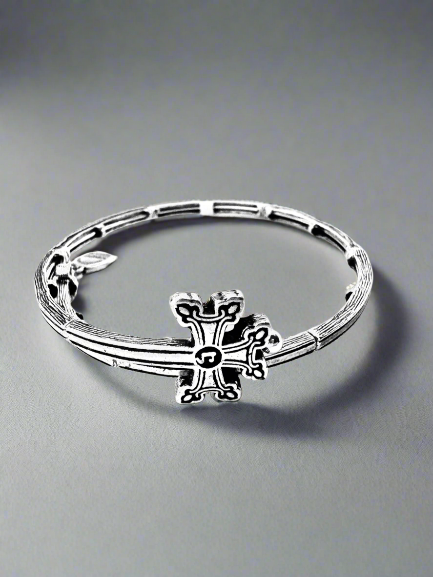 Alex and Ani - Armenian Cross Vintage 66 Rafaelian Silver Finish Wrap Bangle