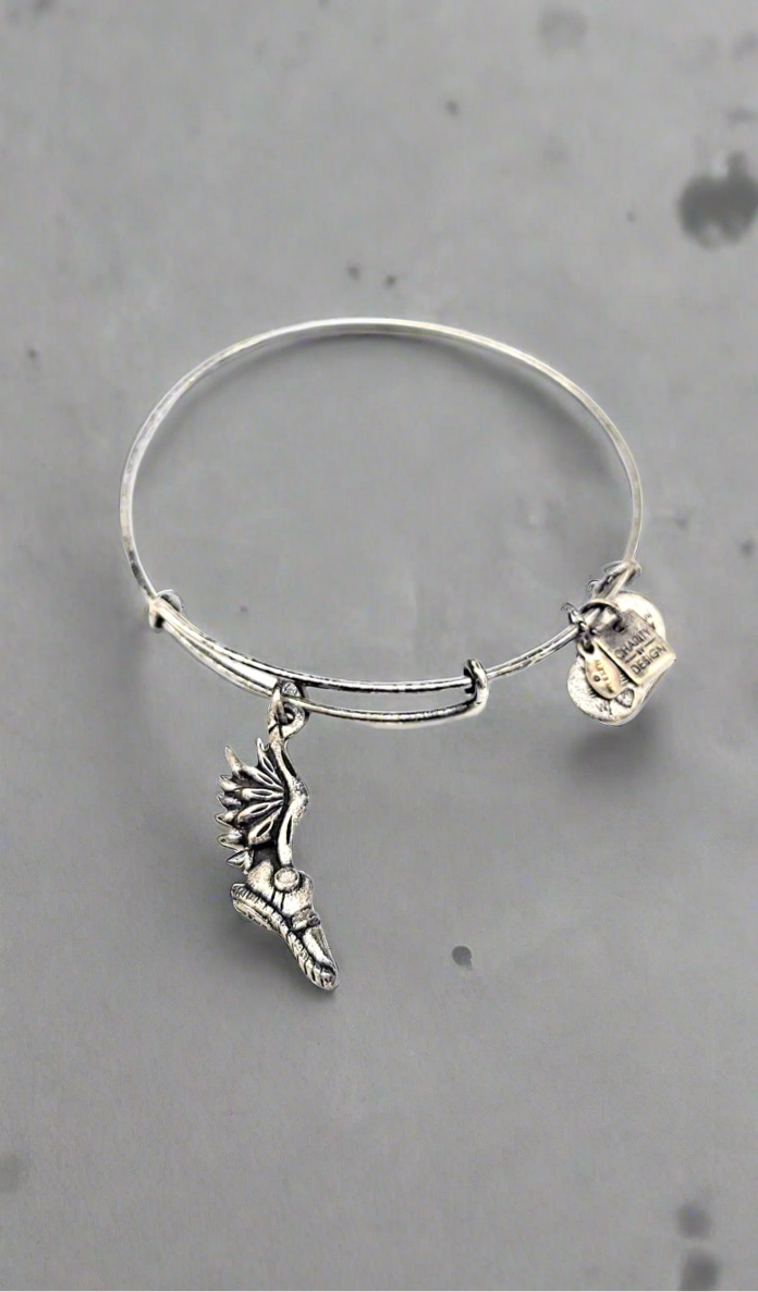 Alex and Ani - Hermes Winged Shoe Charm Bangle, Rafaelian Silver, Stackable, Collectible Gift for Her