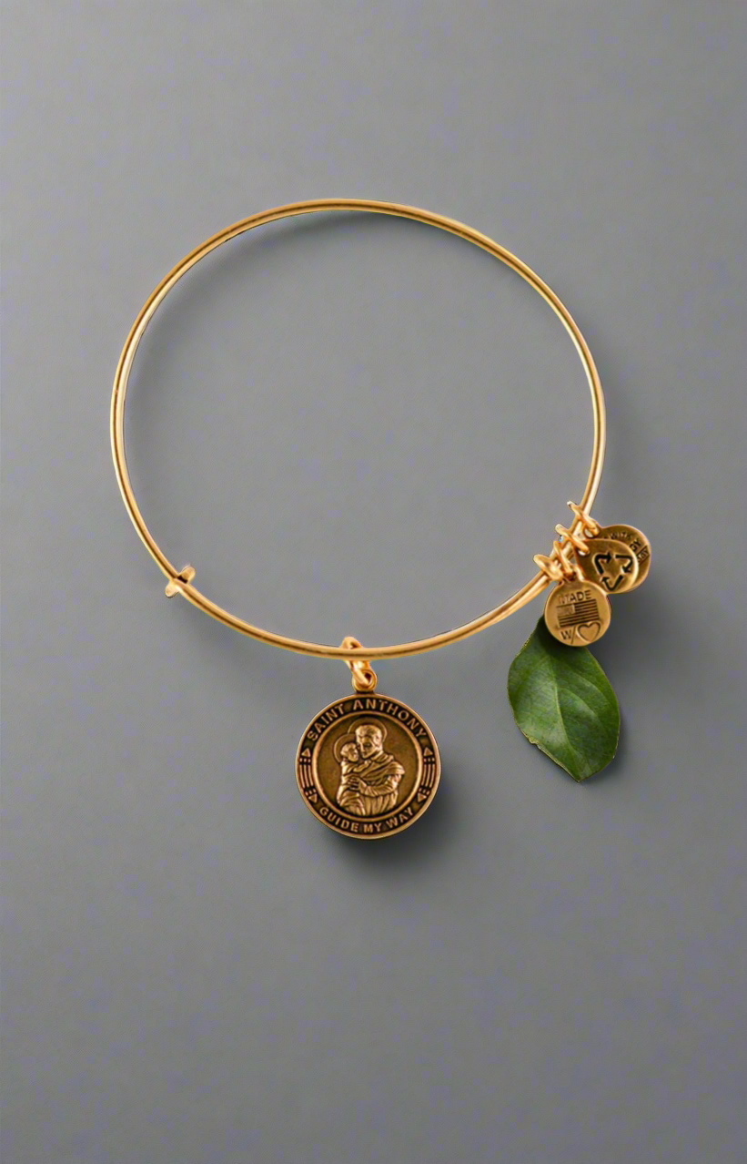 Alex and Ani - St. Anthony Charm in Rafaelian Gold/Silver Bangle Bracelet
