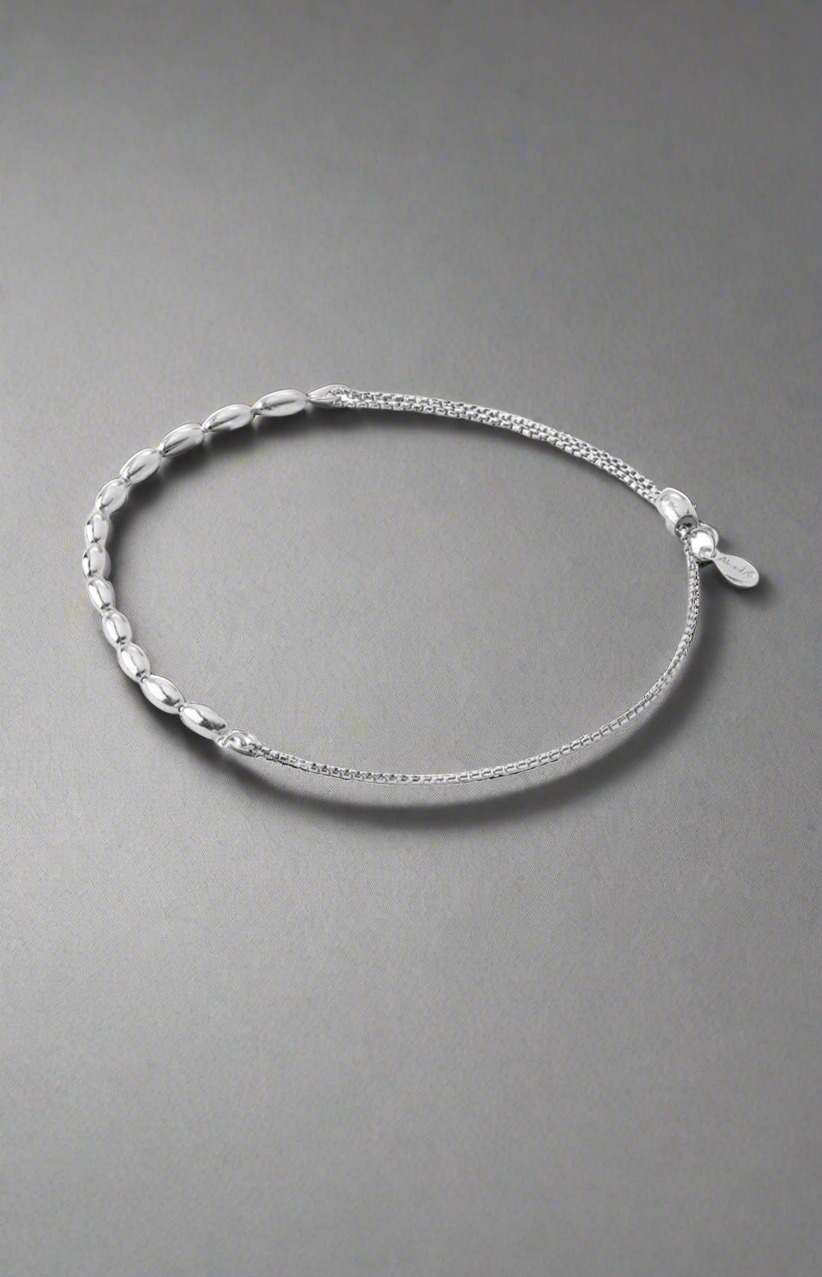 Alex and Ani - Sterling Silver Anchor Charm with Sterling Silver Beads Pull Bracelet