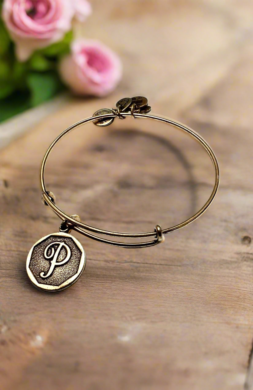 Alex and Ani “P” Initial Charm Bangle Bracelet