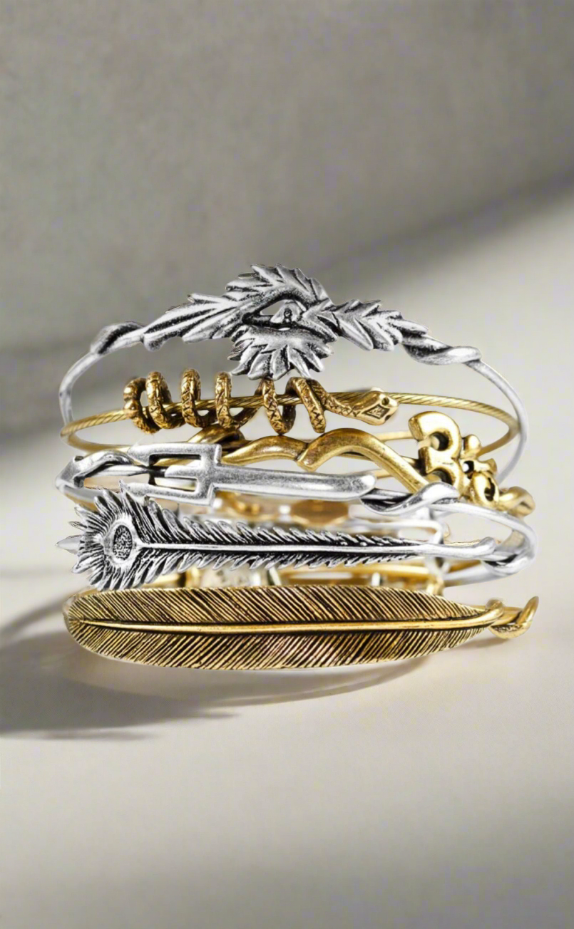 Alex and Ani - Coiled Snake Bangle Slide Charm Bracelet