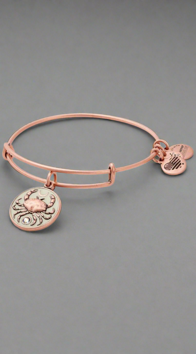 Alex and Ani - Crab Color Infused w/Swarovski Crystal Adornment, Cancer Zodiac Charm Bangle