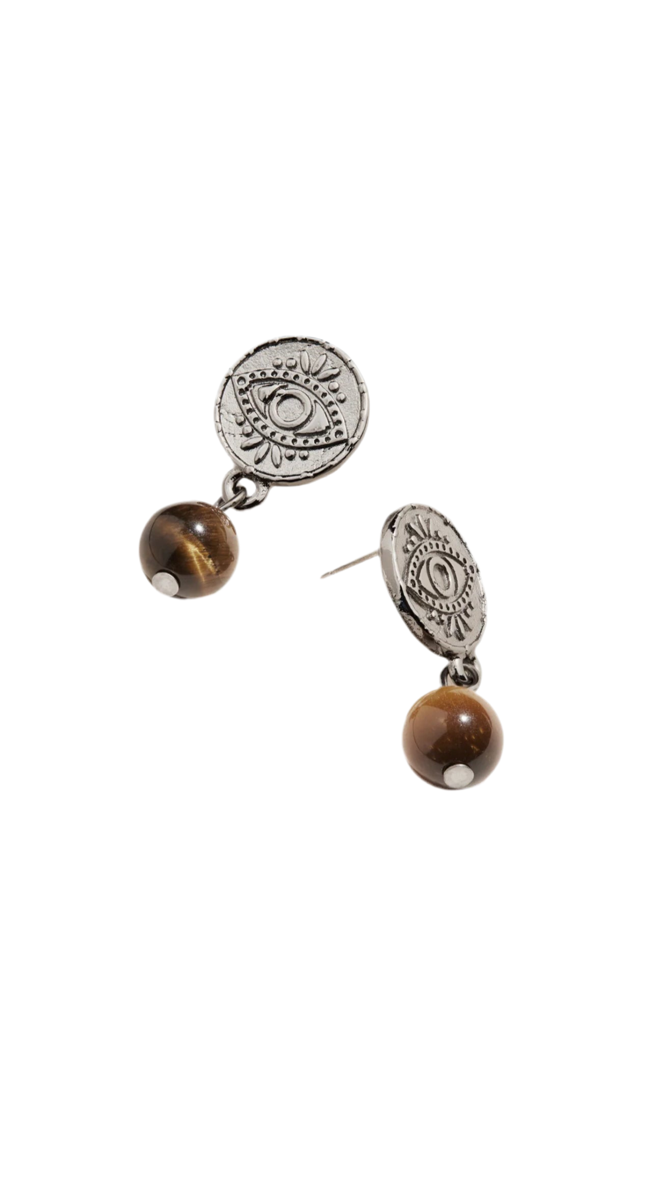 Alex and Ani - Evil Eye Earrings, Tiger Eye Round Stone Drop PLUS Evil Eye Cluster Bangle Bracelet
