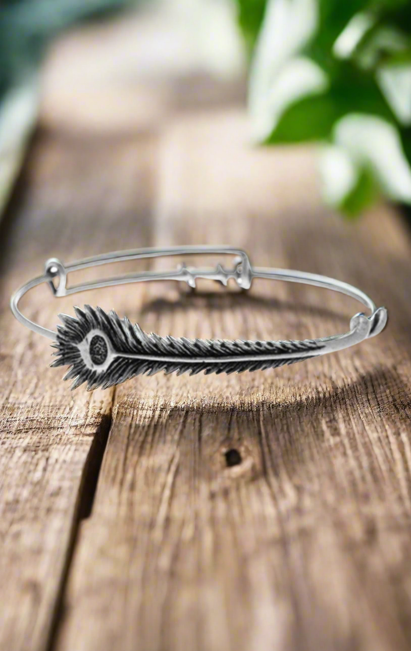 Alex and Ani - Peacock Feather Charm Bangle Bracelet