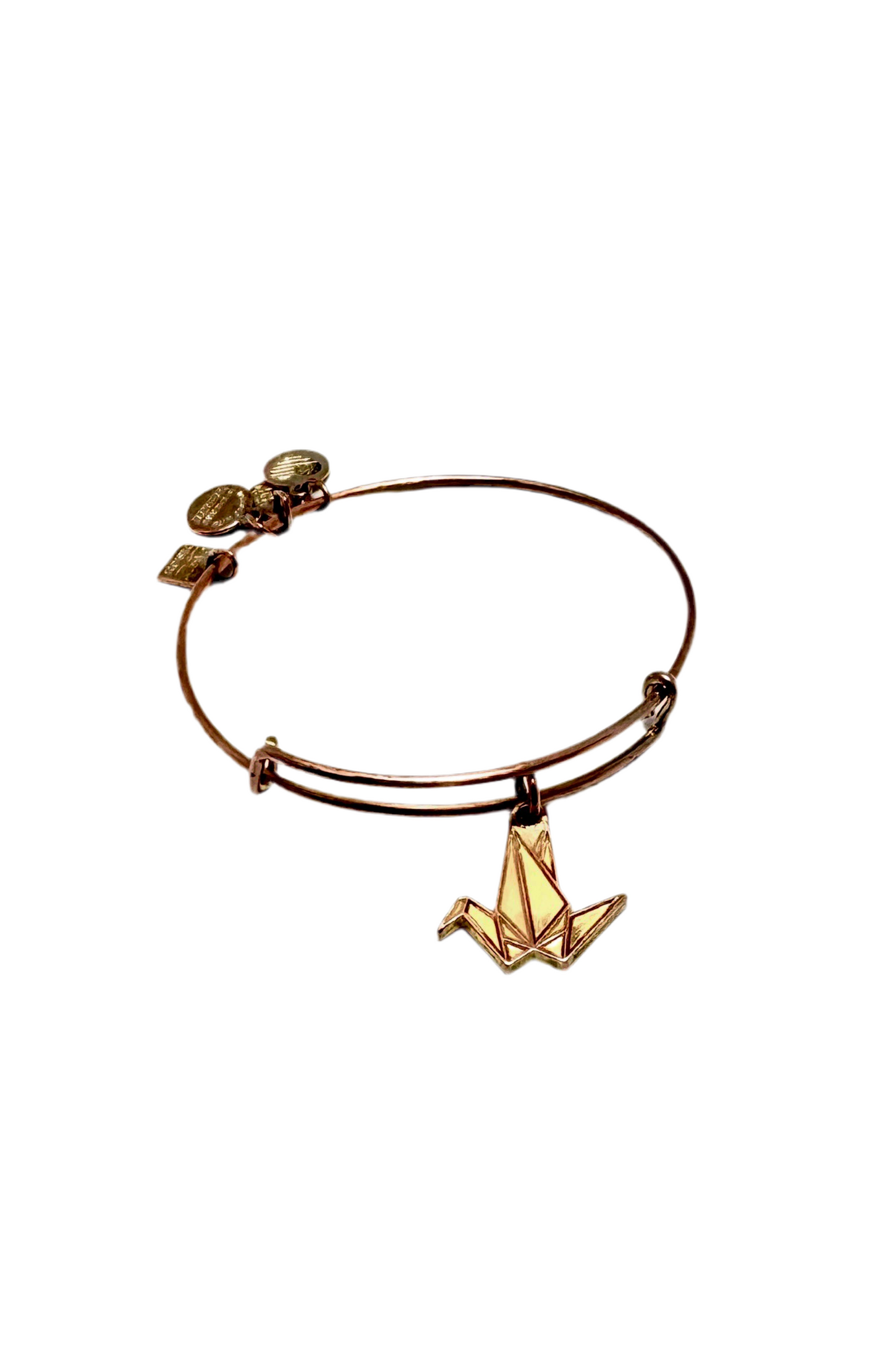 Alex and Ani - Paper Crane Shiny Rose Gold/Silver Charm Bangle Bracelet