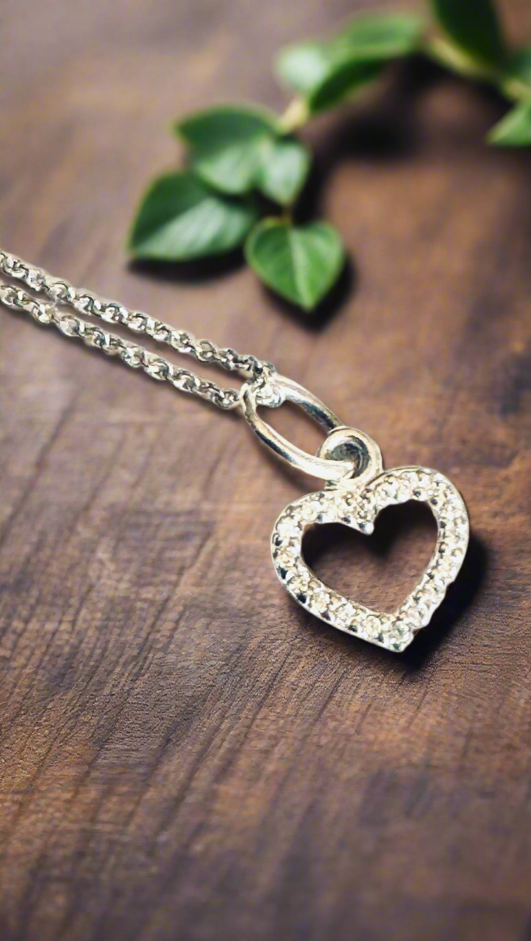 Alex and Ani - Dainty & Precious Crystal Open Heart .925 Sterling Silver Necklace