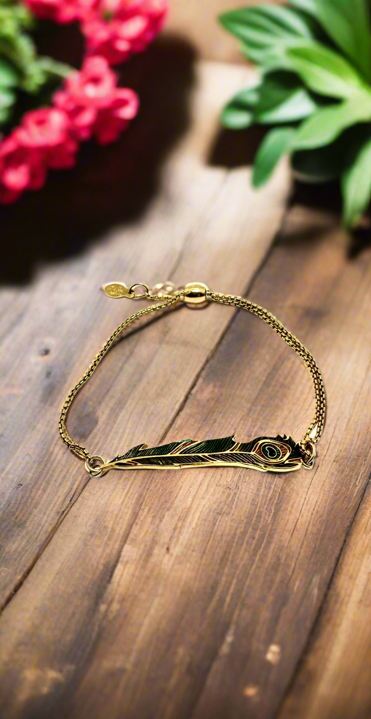 Alex and Ani - Peacock Feather Charm Pull Chain Charm Bracelet