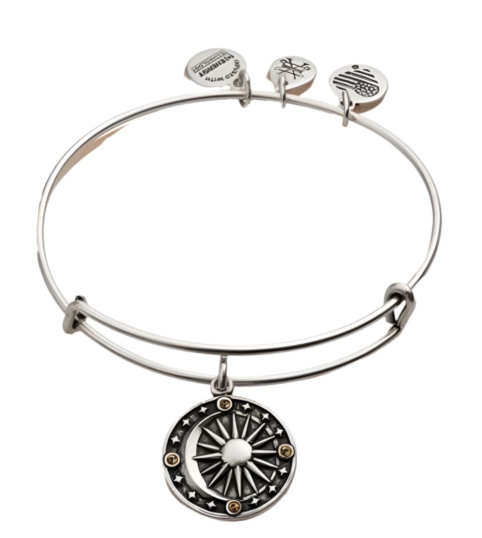 Alex and Ani - Cosmic Balance Charm Bangle Bracelet, Rafaelian Silver/Gold, with Swarovski Crystals, Expandable, Collectable Gift for Her