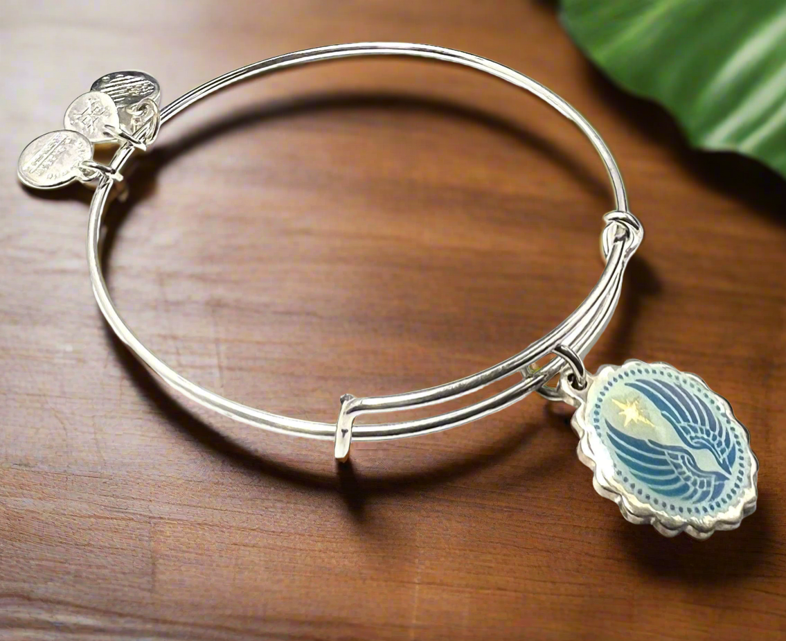 Alex and Ani - Guardian Angel Color Infusion Charm, Rafaelian Shiny Silver®, Angel Wings Bangle Bracelet, NWOT & NWT Gift for Her
