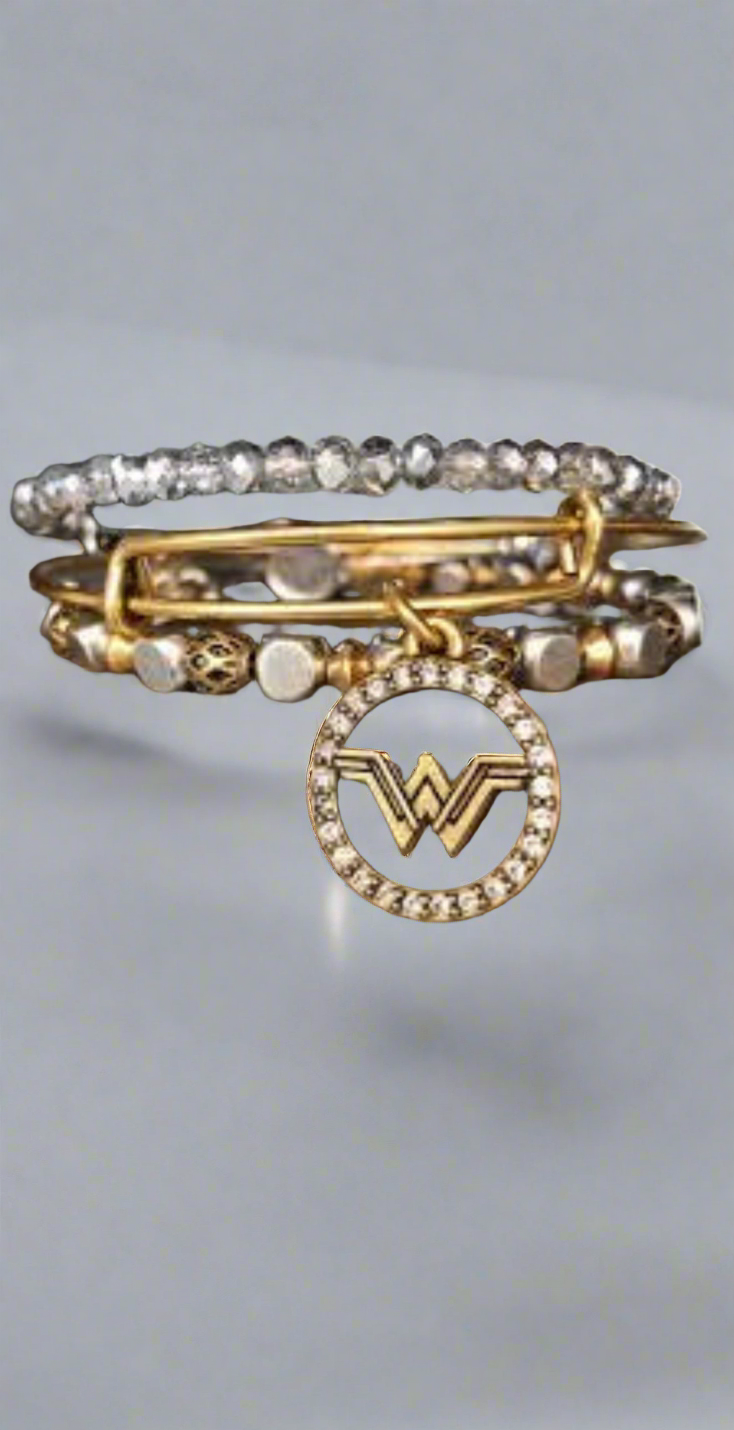 Alex and Ani - Wonder Woman Set of Three Charm Bangle Bracelets