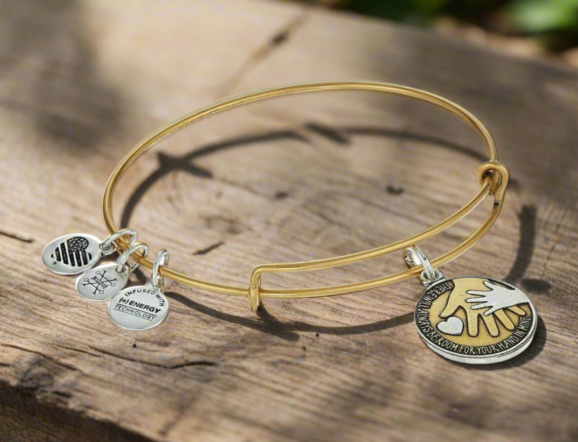 Alex and Ani - Hand in Hand II Bangle Bracelet Rafaelian Gold Charm Bangle