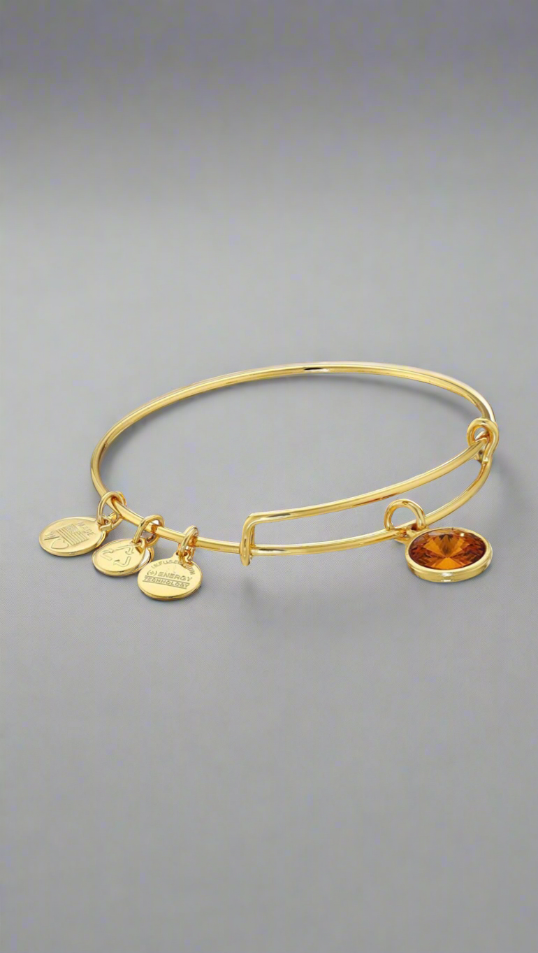 Alex and Ani - November Birthstone Topaz Swarovski Crystal Charm Bangle Bracelet