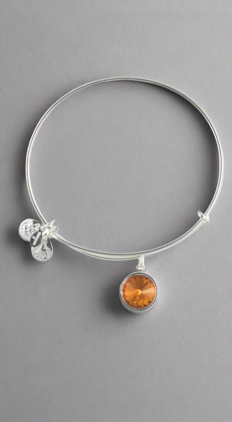 Alex and Ani - November Birthstone Topaz Swarovski Crystal Charm Bangle Bracelet