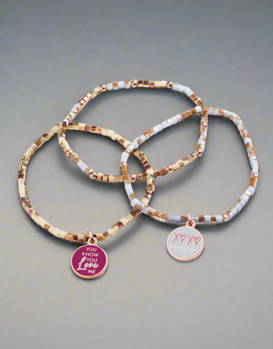 Alex and Ani - Gossip Girl Charms Set of Three Stretchy Bracelet