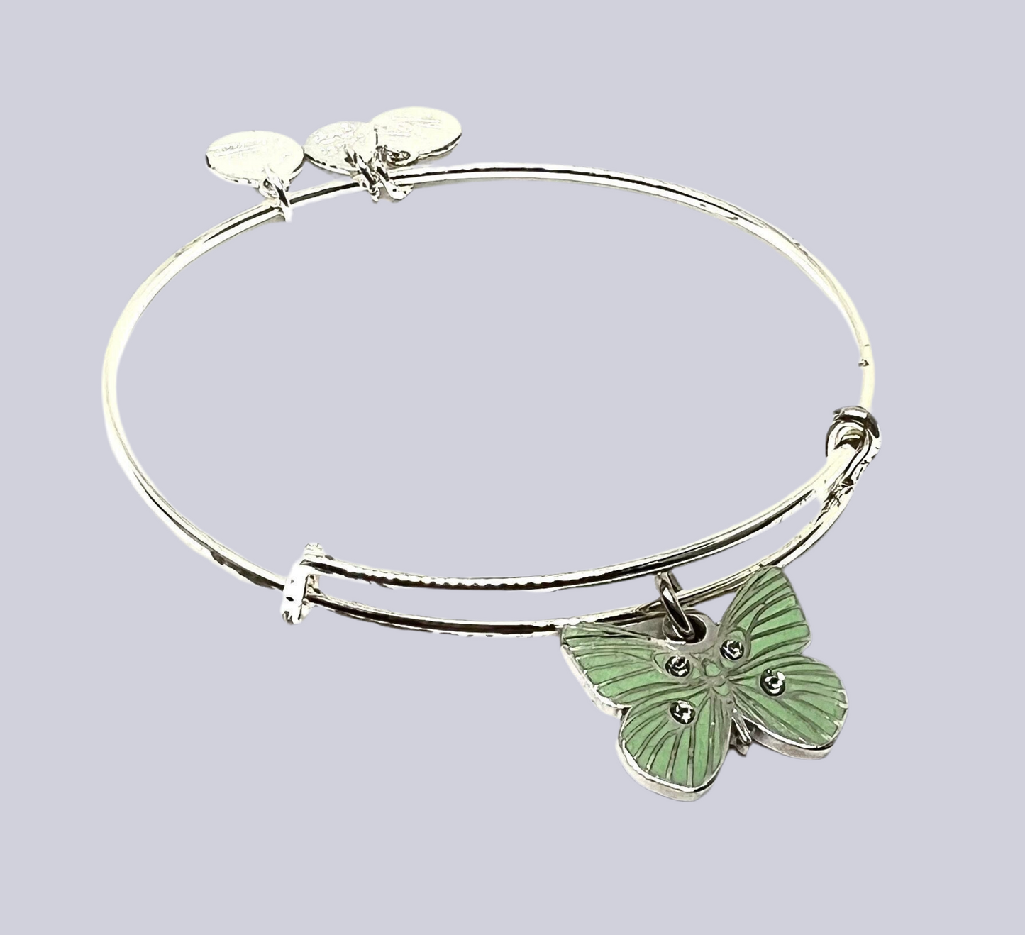 Alex and Ani - Rare Green Butterfly Charm Bangle Bracelet
