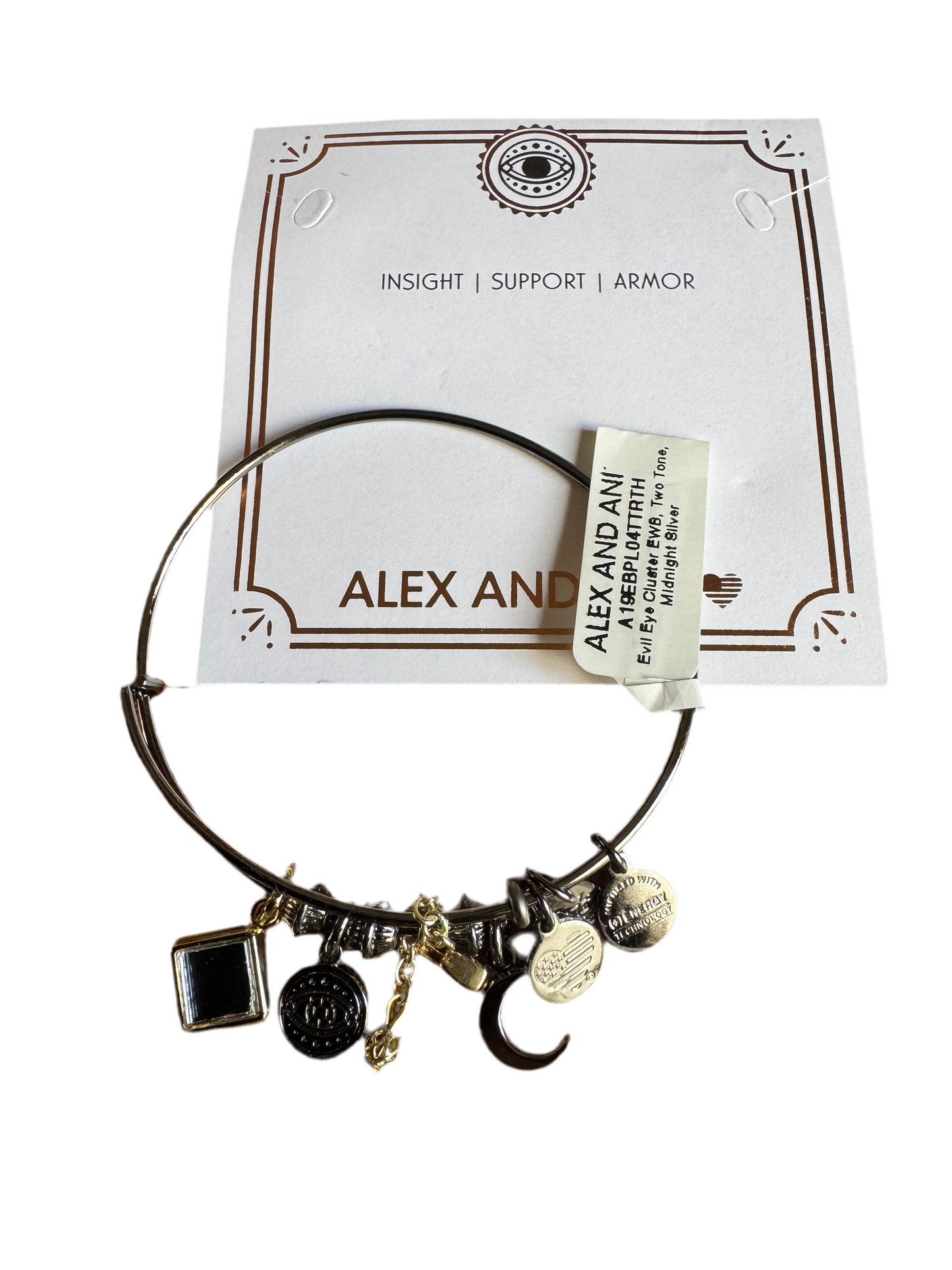 Alex and Ani - Evil Eye Earrings, Tiger Eye Round Stone Drop PLUS Evil Eye Cluster Bangle Bracelet