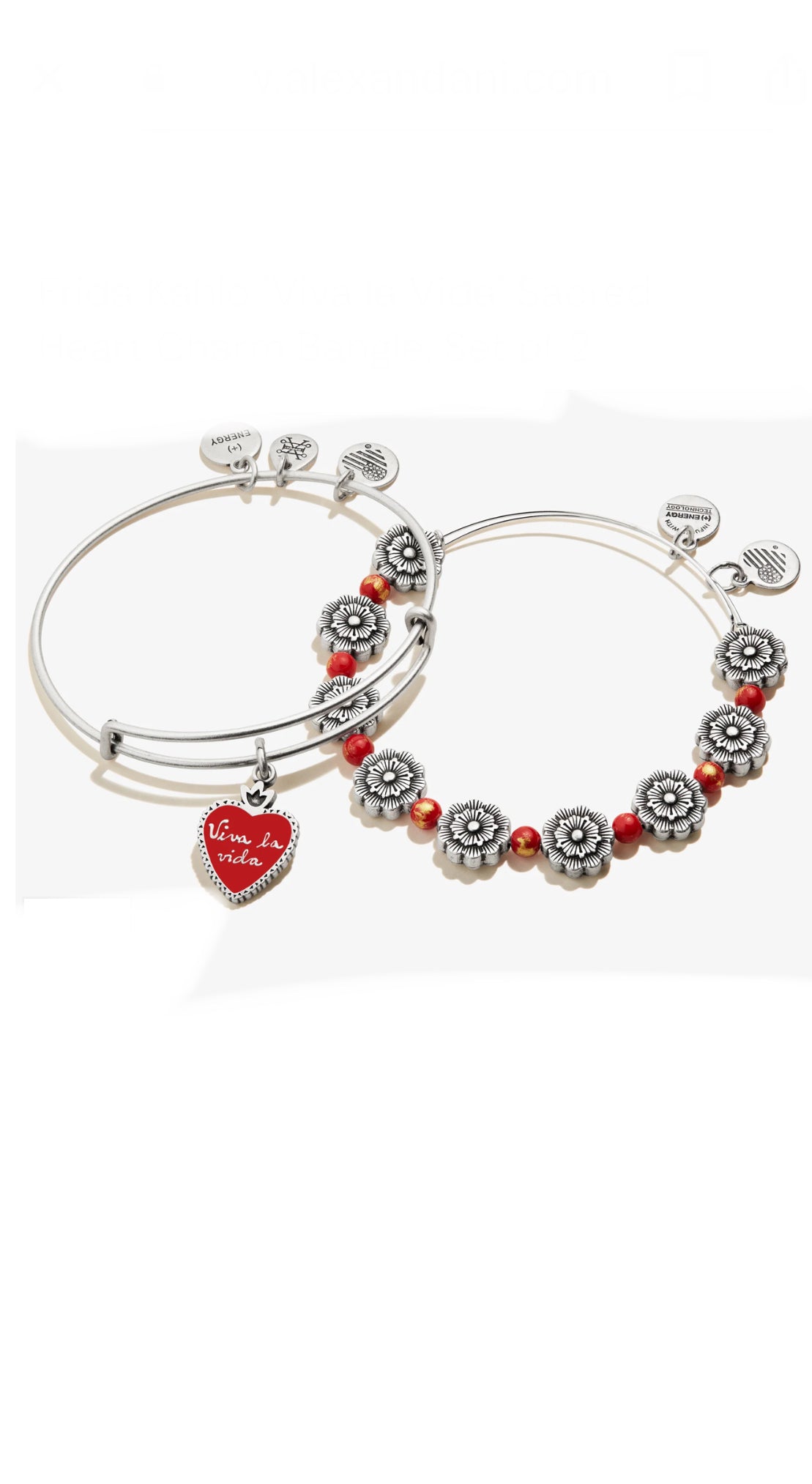 Alex and Ani - Frida Kahlo 'Viva la Vida' Sacred Heart Charm Bangle, Set of 2