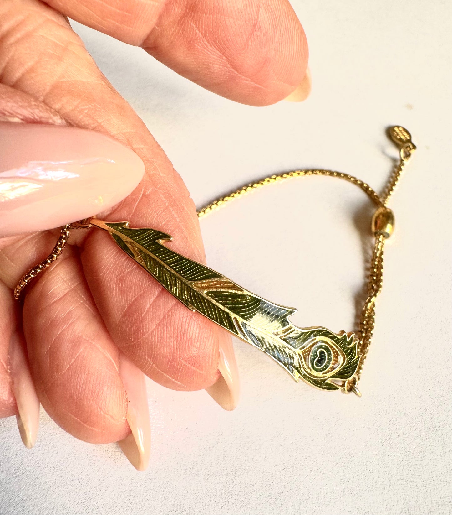 Alex and Ani - Peacock Feather Charm Pull Chain Charm Bracelet
