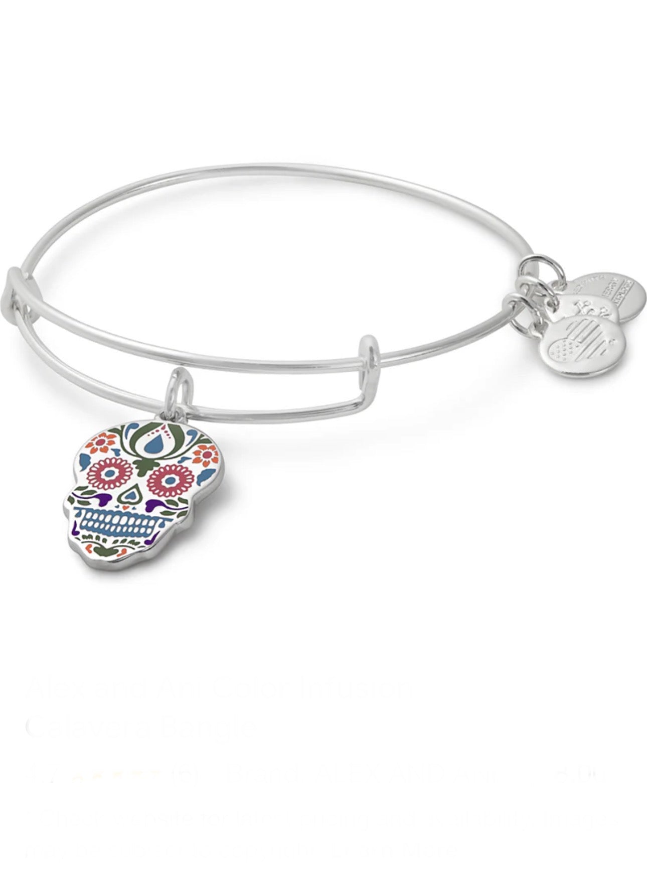 Alex and Ani - The Calavera Charm Bangle Bracelet, Color Infused, Dia De Los Muertos
