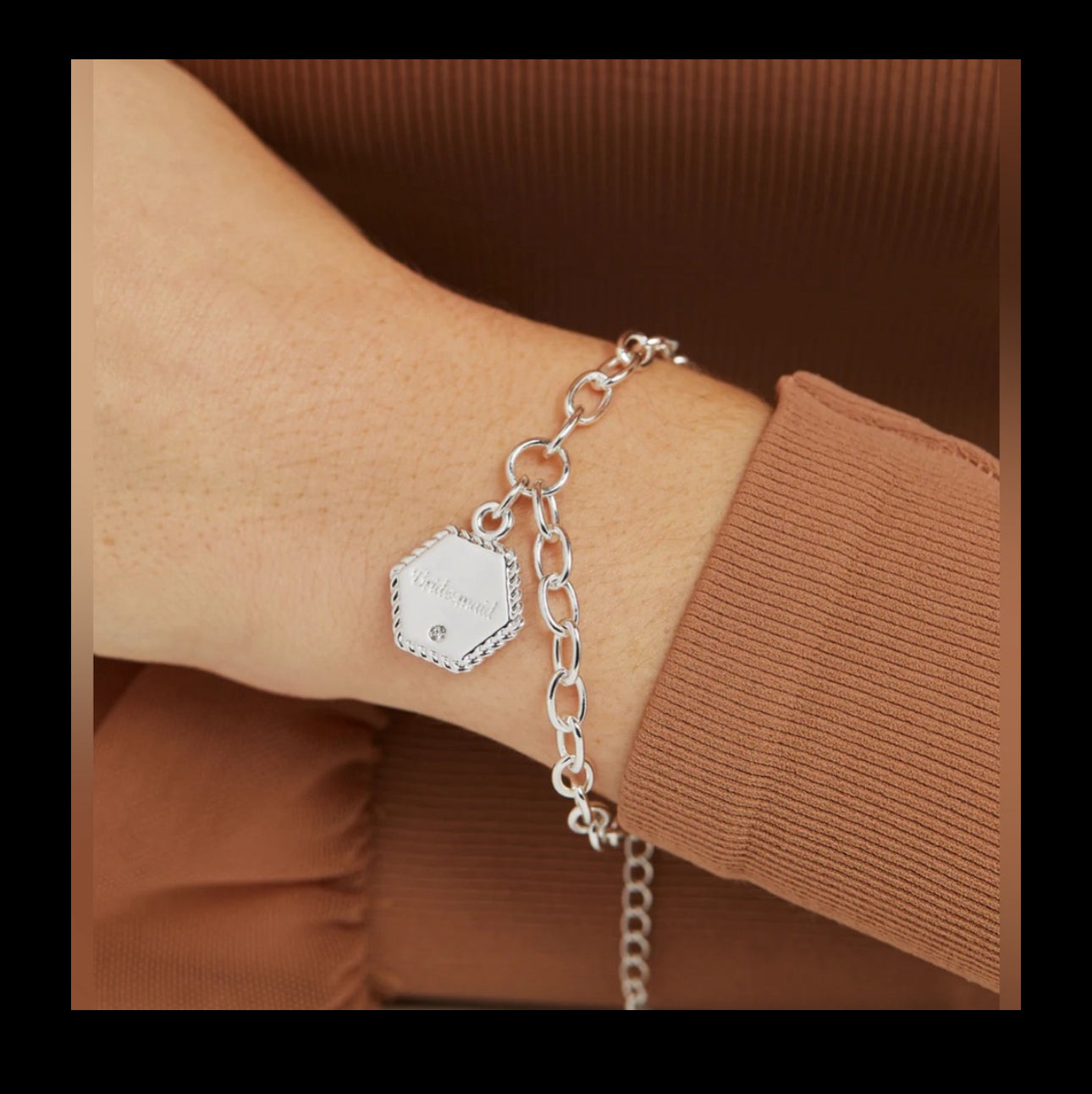 Alex and Ani Silver Bridesmaid Charm Chain Bracelet NIB with Tags & Card