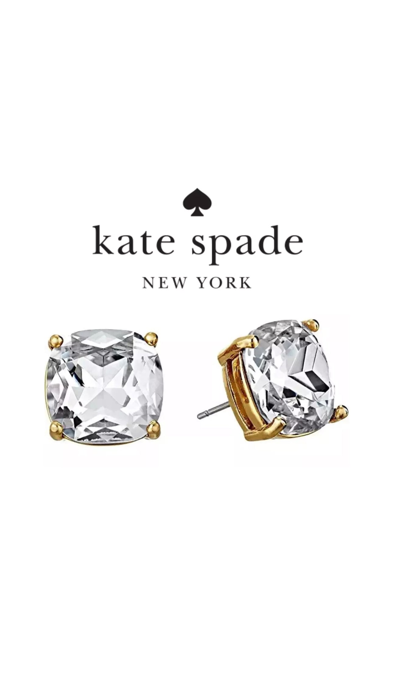 Kate Spade New York Gumdrop Gold Square Stud Earrings - Clear