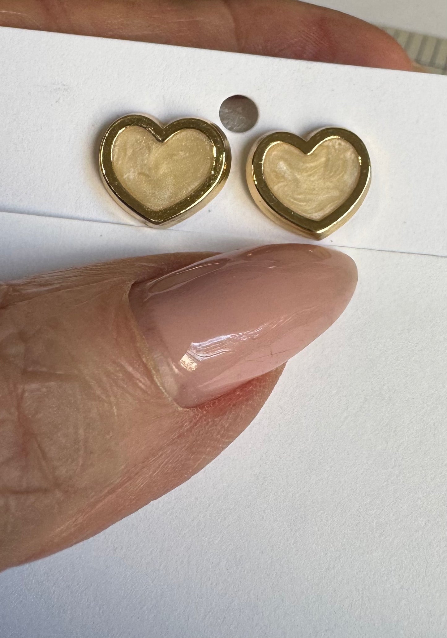 Alex and Ani - Pearlized Heart Shaped Stud Earrings, 18k Gold Plated, Sterling Silver