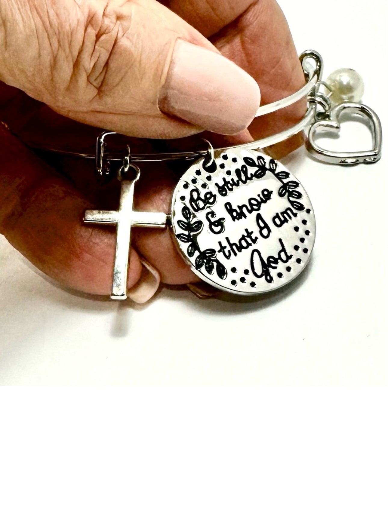 I Love This Life - “Be Still and Know That I Am God” Charm Bangle Bracelet