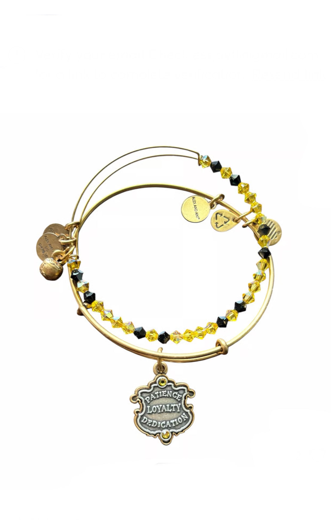 Alex and Ani Harry Potter Hufflepuff Bangle Bracelet Set of 2, Swarovski Crystals