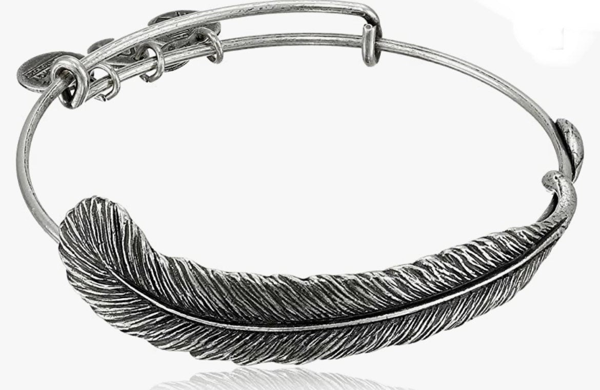 Alex and Ani - Spiritual Armor Plume Charm Bangle Rafaelian Silver/Gold