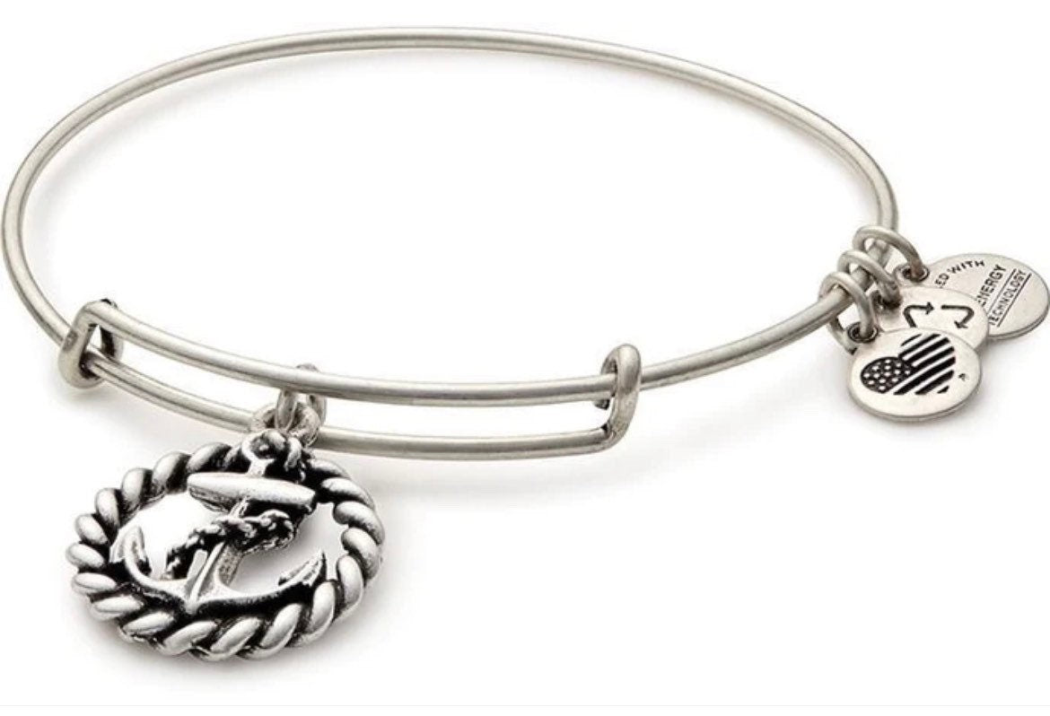 Alex and Ani - Anchor With a Rope Charm Bangle Rafaelian Gold/Rose Gold/Silver, Stackable, Adjustable, Collectable Bracelet, Gift for Her
