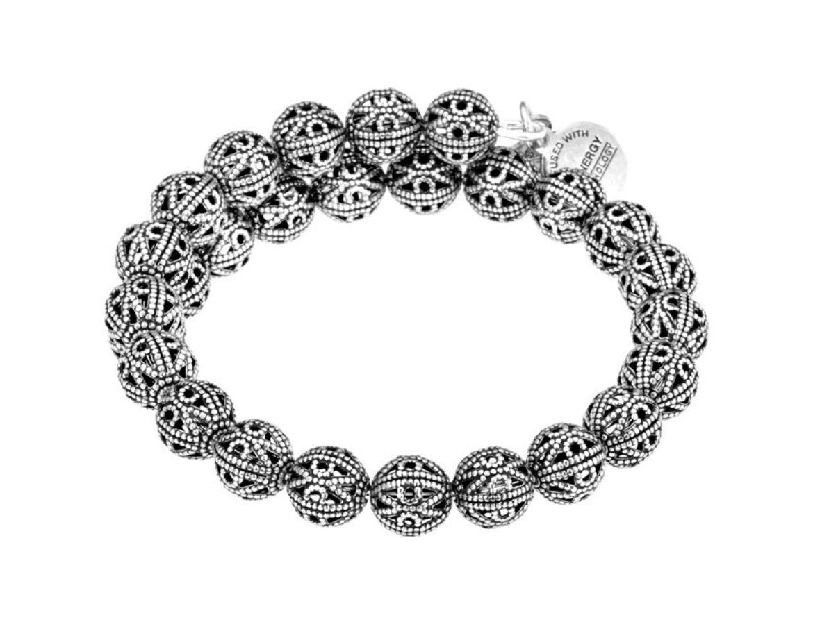 Alex And Ani - Kingston Beaded Rafaelian Silver/Gold Wrap Bracelet Bangle, Stackable, Adjustable, Collector’s Bracelet, Gift for Her