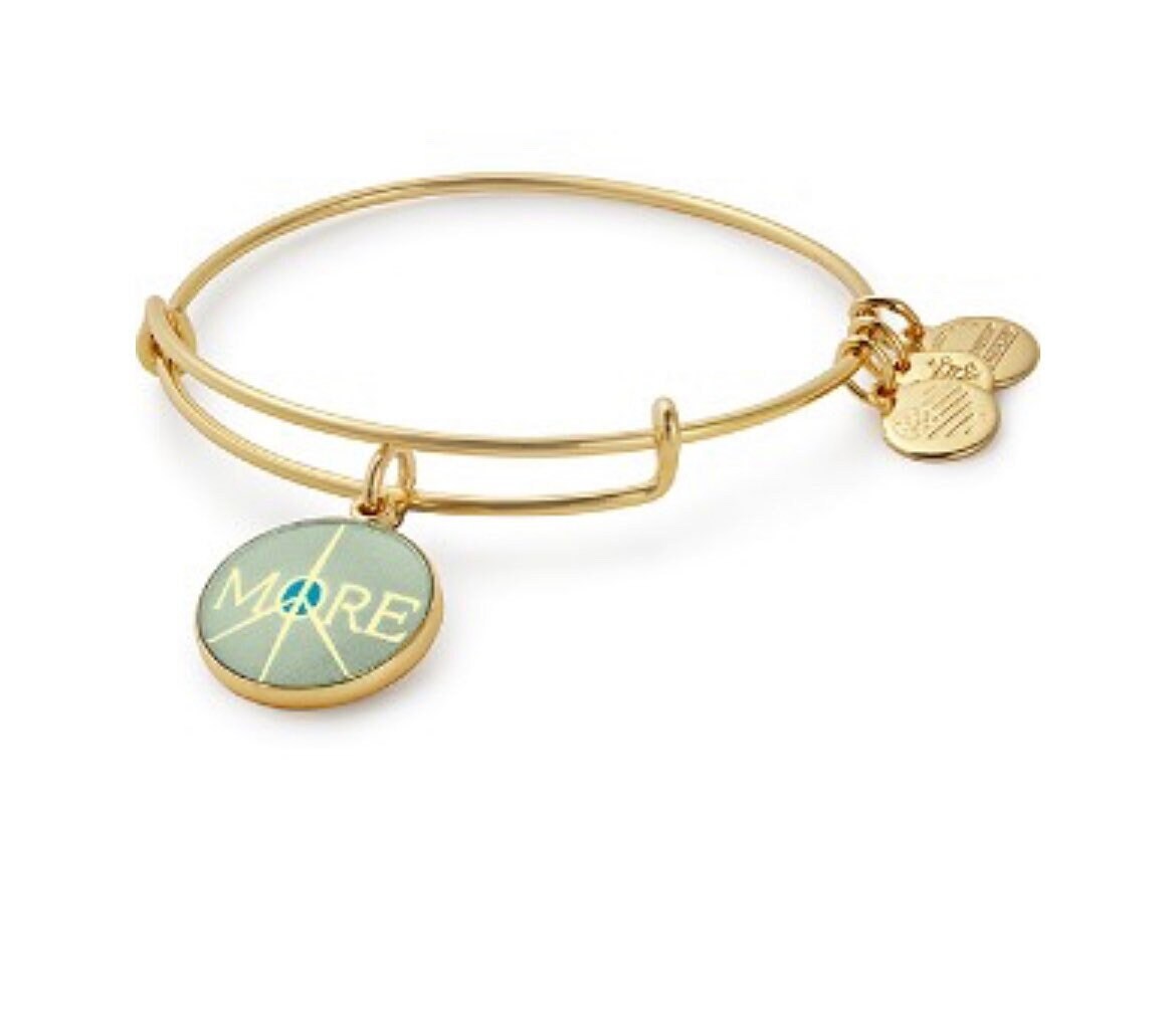 Alex and Ani - Words Are Powerful, More Peace Bracelet Charm Bangle, Adjustable and Stackable, Shiny Gold, Rafaelian Gold