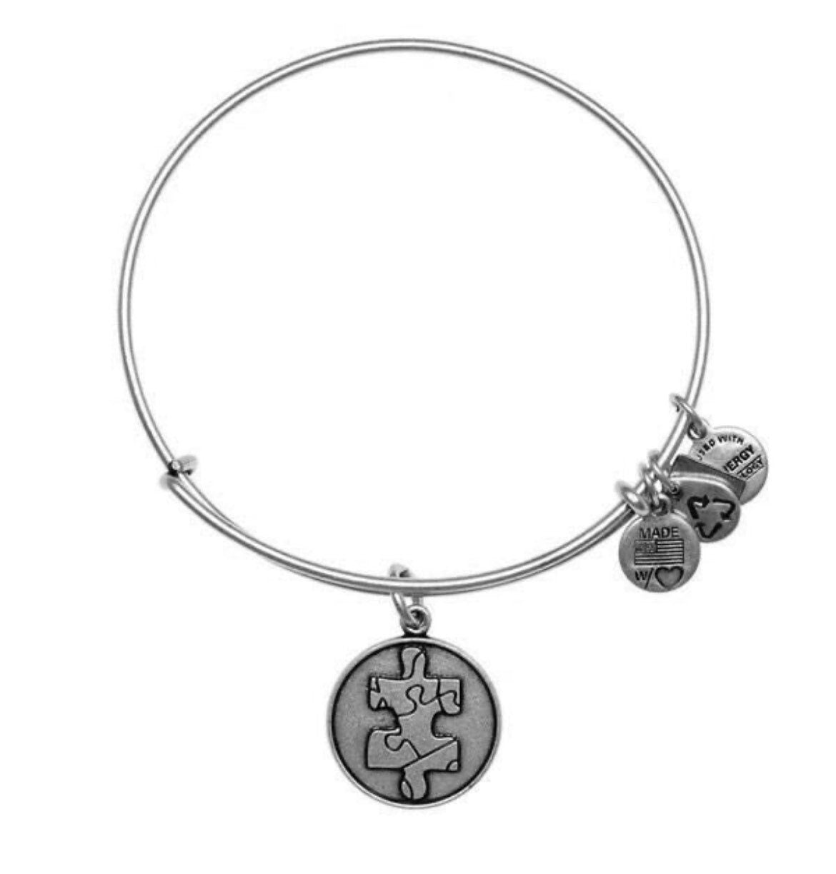 Alex and Ani - Piece of the Puzzle Charm Bracelet - Slide Bangle Rafaelian Silver/Gold, Collectable Gift for Her, NWT & NWOT + Card, NWOT