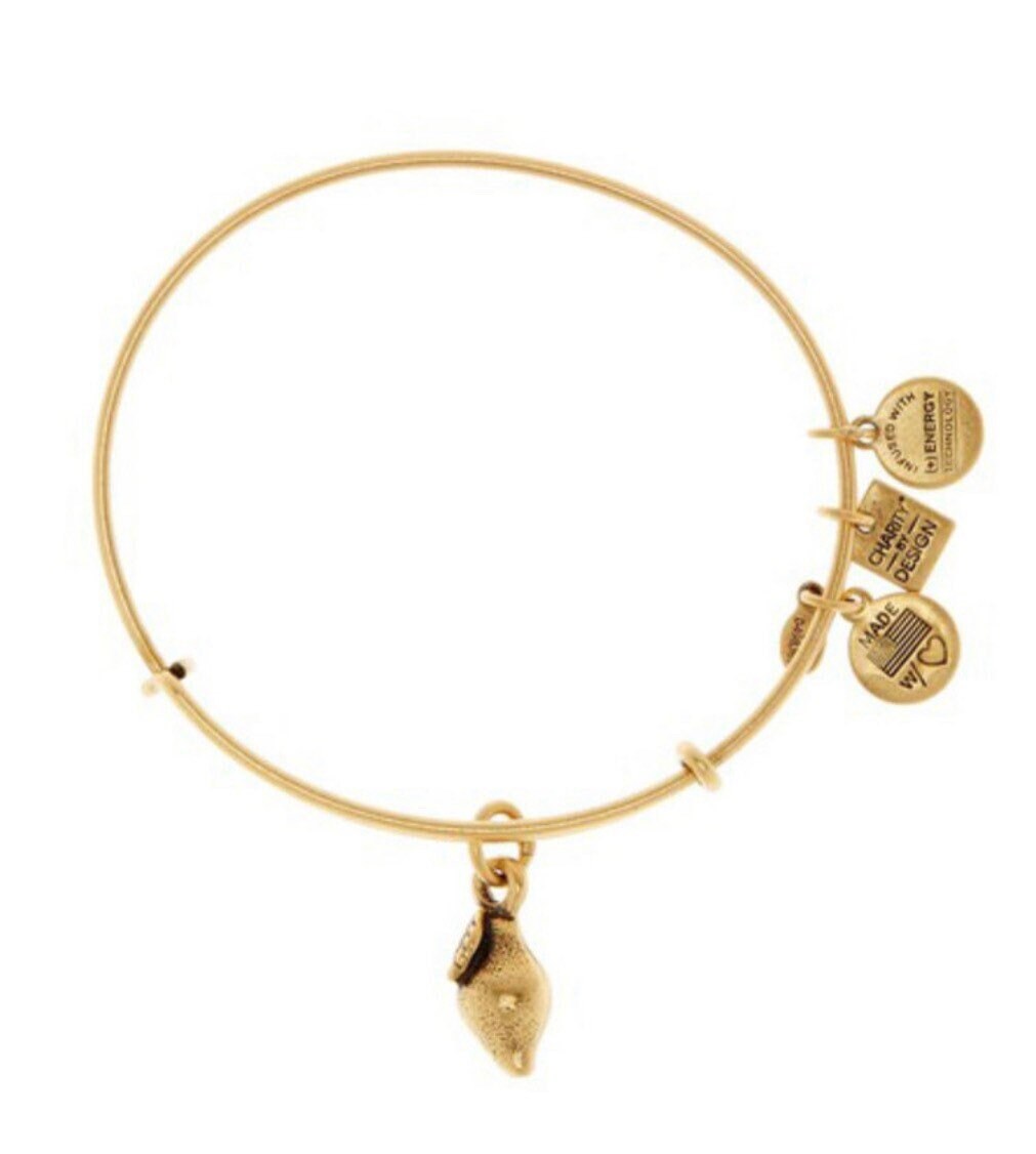 Alex and Ani - Lemon Charm Charm Bangle, Pediatric Cancer Awareness, Rafaelian Gold, Stackable Bracelet, Collectors Gift for Her