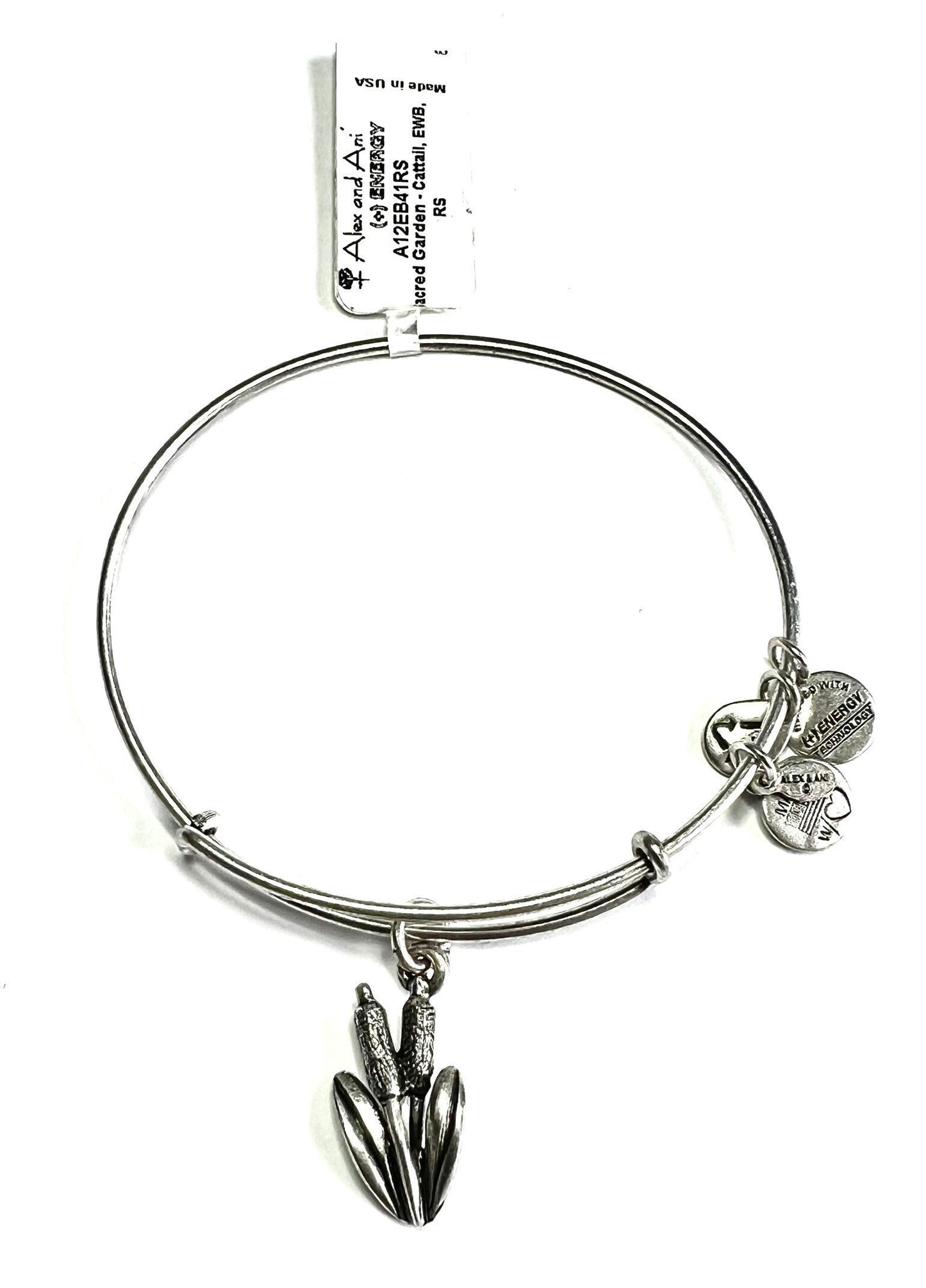 Alex and Ani - Sacred Garden Cattail Charm Bangle Bracelet Rafaelian Silver®, Collectors Gift for Her