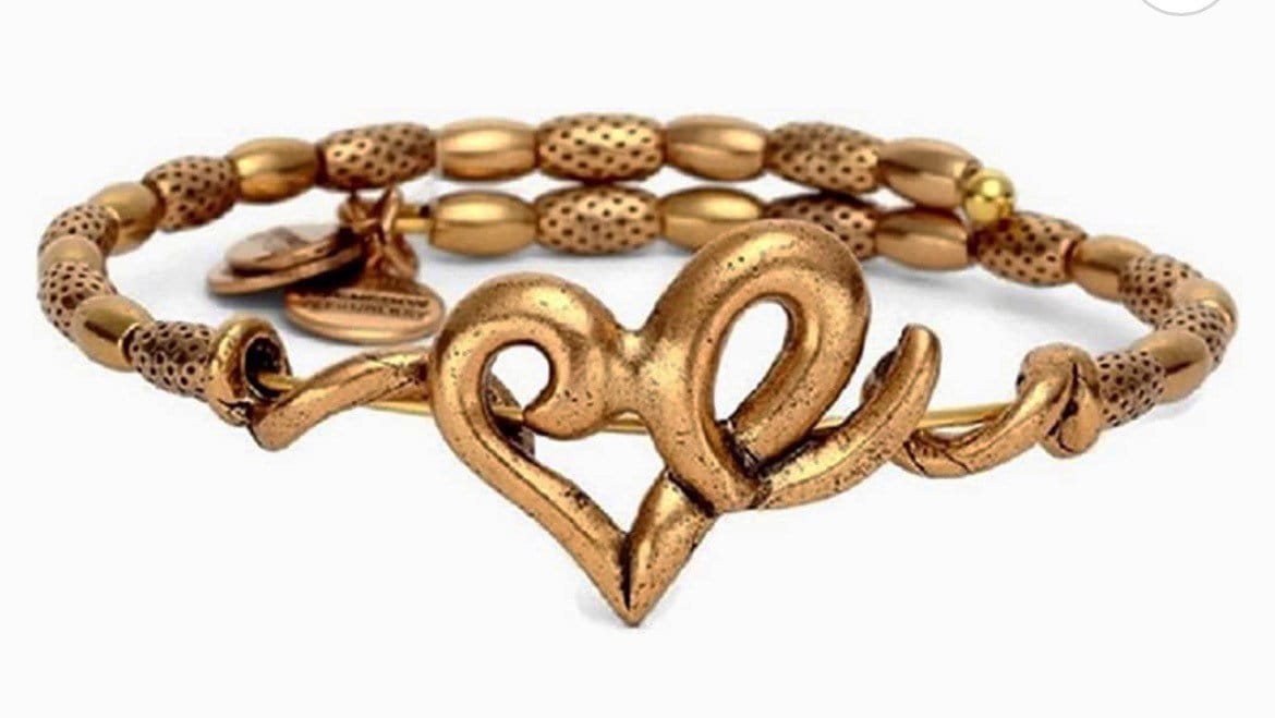 Alex and Ani - Heart & Beaded Wrap - Vintage Sixty-Six Energy Infused Wrap, Rafaelian Rose Gold/Silver, Bangle Bracelet Gift for Her