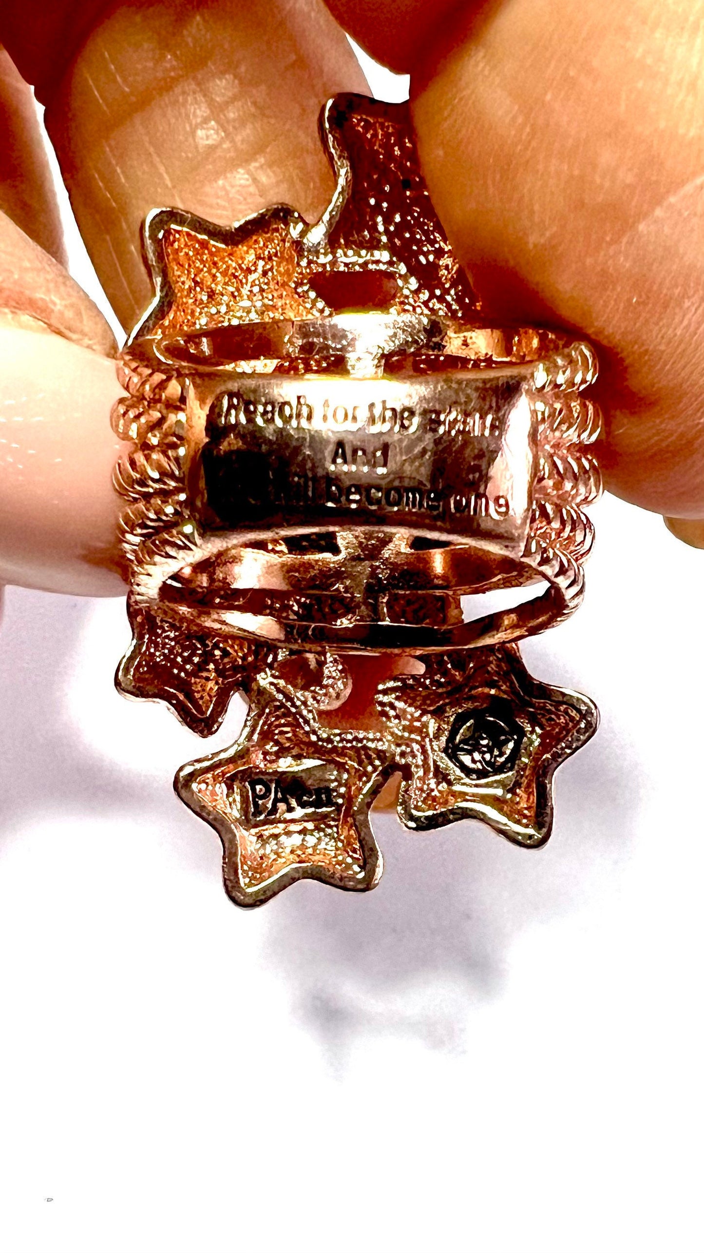 Paula Abdul ROSE TONE Crystal Lucky Pave Couture Cluster Star Ring, Size 6 1/2, Gift for Her