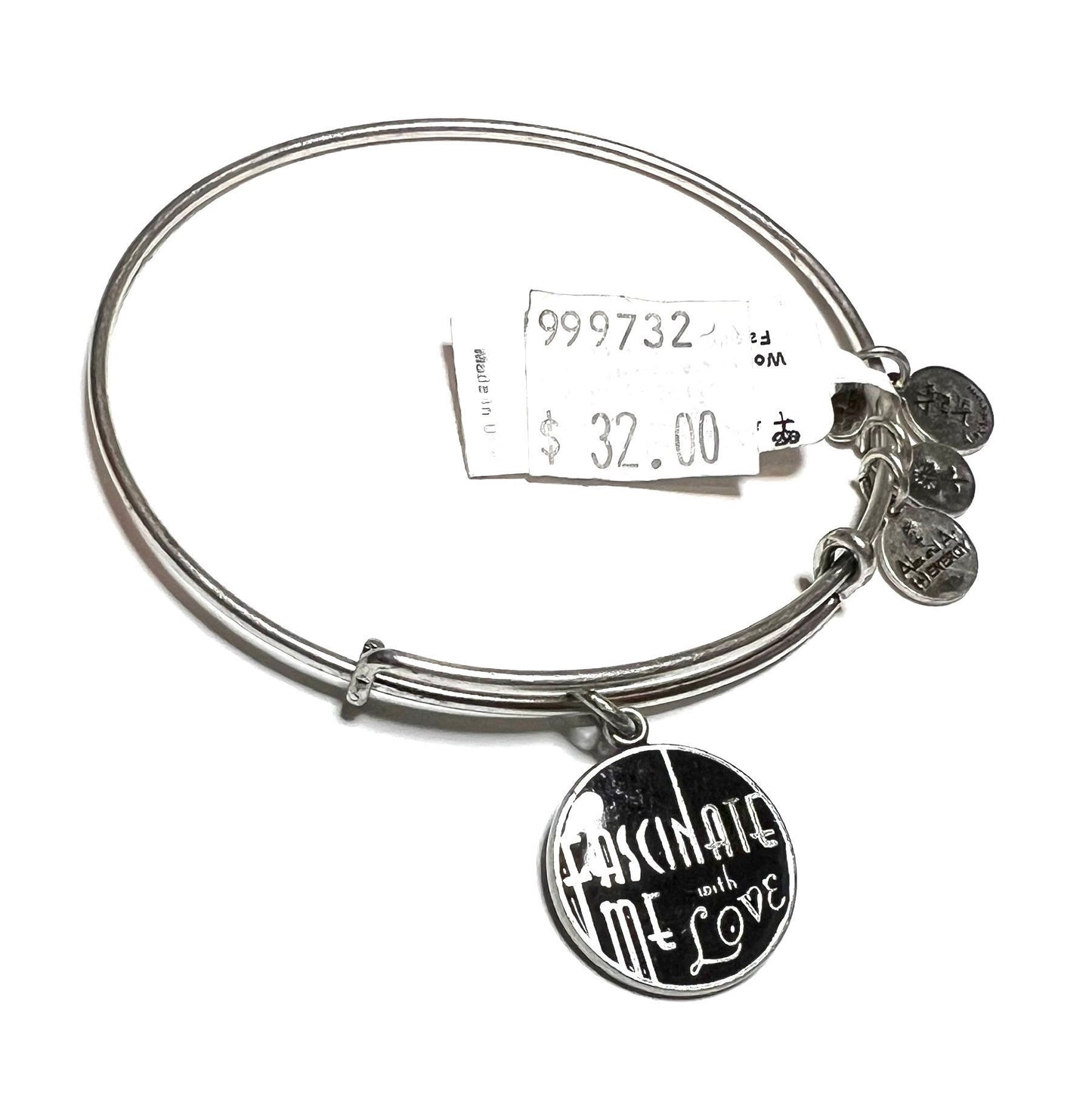Alex and Ani - Fascinate Me With Love Charm Slide Bangle Rafaelian Silver/Gold®, Collector's Bracelet, Gift for Valentine’s Day, Anniversary