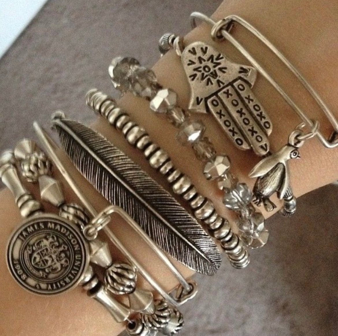 Alex and Ani - Spiritual Armor Feather Charm Bangle Bracelet