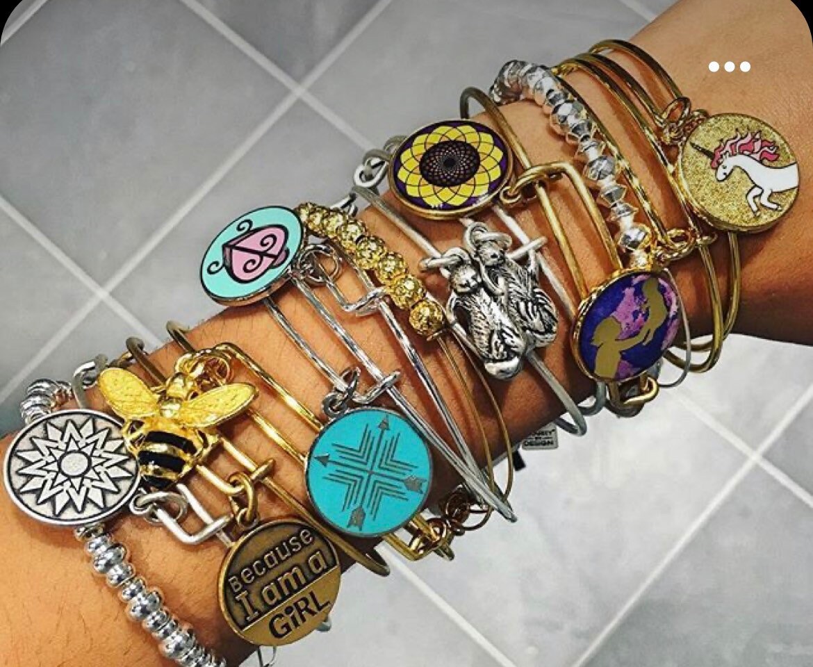 Alex and Ani - Sunflower Charm Shiny Silver/Gold Bangle for Alzheimer’s, Charity by Design, Adjustable Collector’s Bracelet, Gift for Her