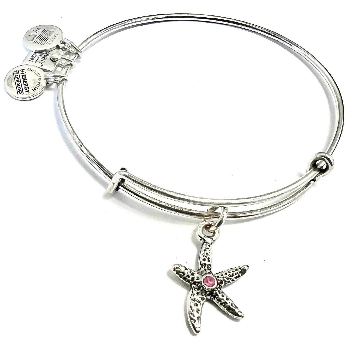 Alex and Ani - Starfish Charm for Growth & New Beginnings Bangle Rafaelian Silver/Gold, Pink Swarovski Crystal, Collectors Gift for Her